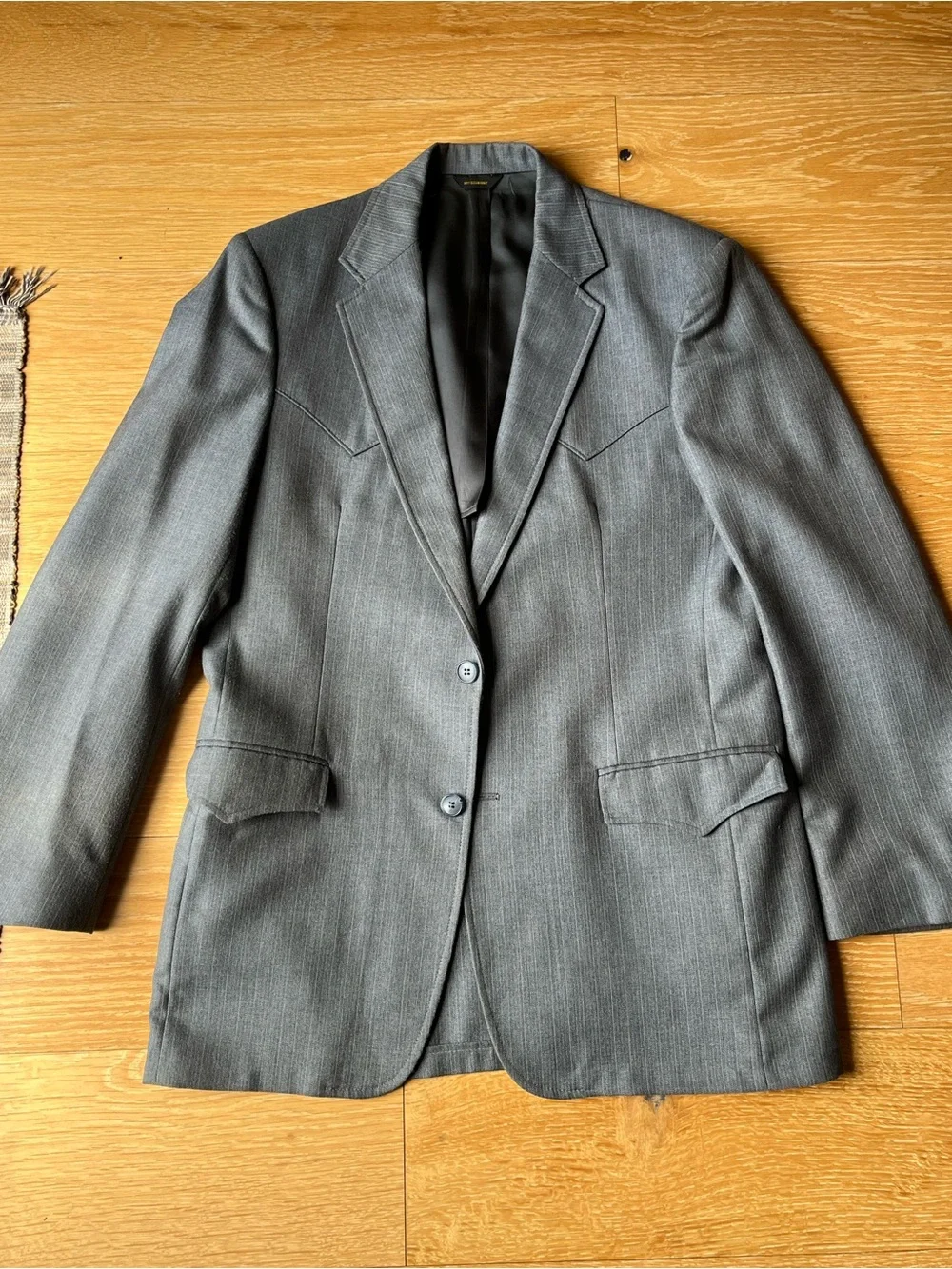 Men's Vintage Western Three-Piece Suit, Blueish-Gray